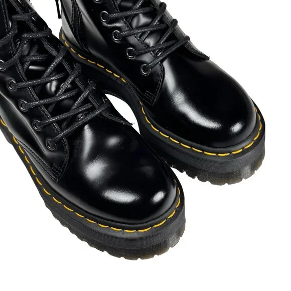 Dr. Martens Jadon Lace-Up Boots Sz 7 Black Leather Platform Airwair Goth Grunge - Picture 9 of 16